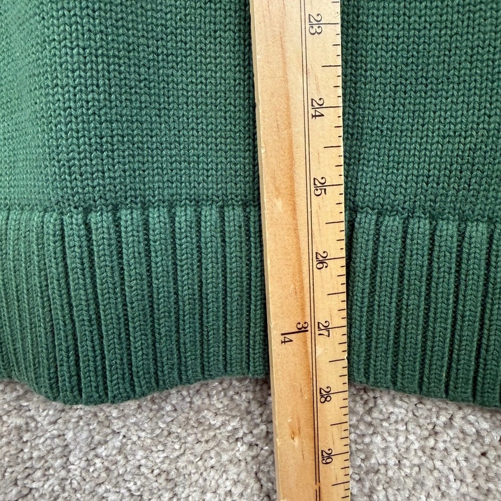 LL Bean Mens Large Green 100% Cotton Quarter Zip Pullover Sweater Regular - Picture 5 of 6